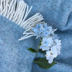 Duck Egg Blue Herringbone Shetland Wool Blanket