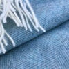 Duck Egg Blue Herringbone Shetland Wool Blanket