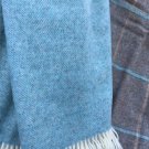 Duck Egg Blue Herringbone Shetland Wool Blanket